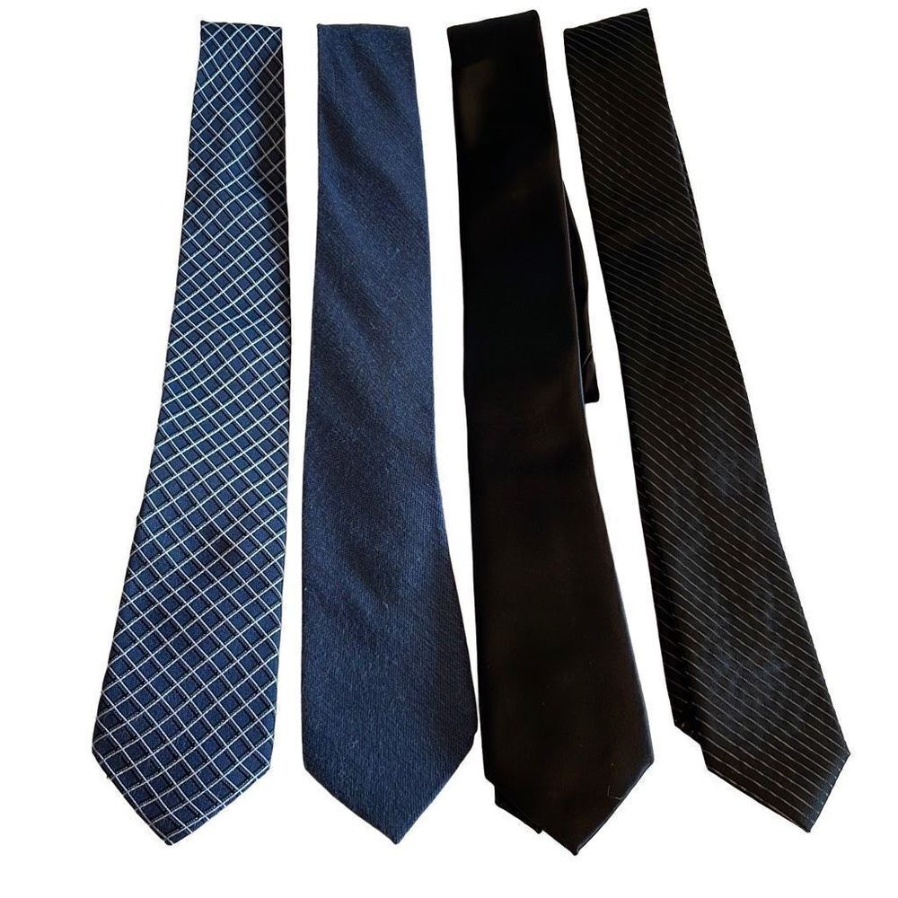 Tie Bundle. 4 Ties. 2.5”‎ wide Black/Blue